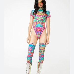 Nixi Killick Cryptic Frequency Leotard/Bodysuit and Thigh Highs - Small